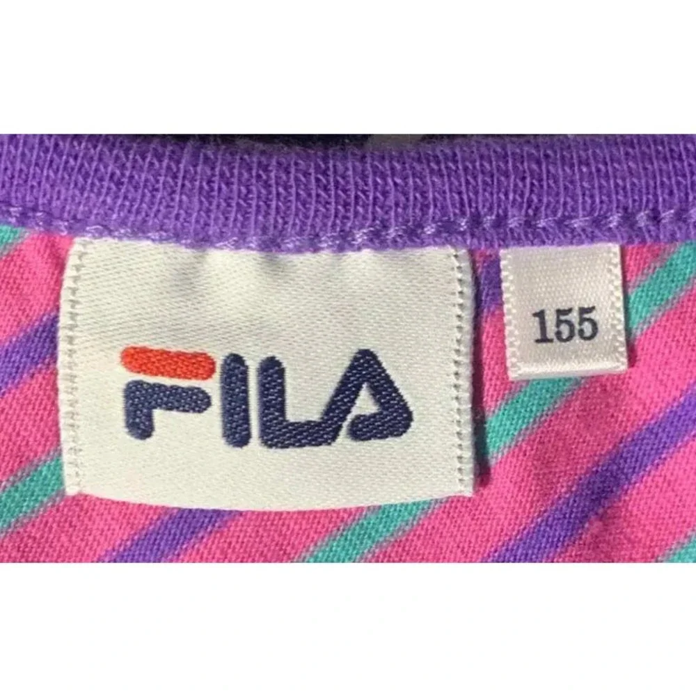 Stylish FILA Girls Pink Striped T-Shirt * Size 10/12 (NWOT)  K212 - Picture 3 of 6